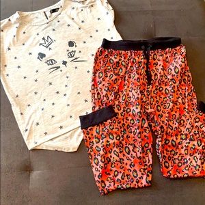 Girls Cat/ leopard print pajamas